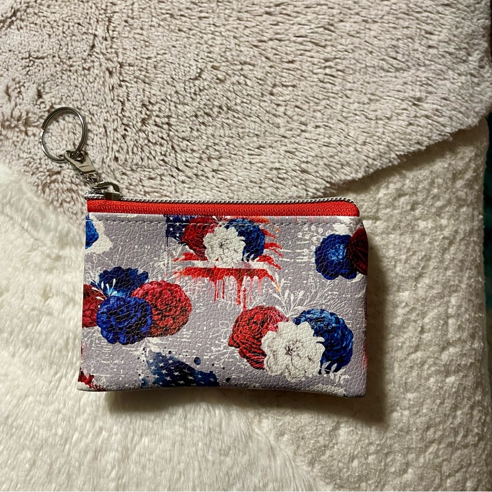 Jakari Mini Zipper Pouch/Coin Purse with Key Ring-Americana Floral